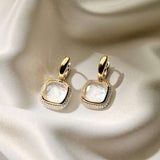 Zirconia Cushion Earrings with pearl