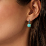 Turqoise Zirconia Cushion Hoops