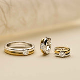 Double Ring Hoops with stone
