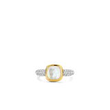 Zirconia Cushion Ring with pearl