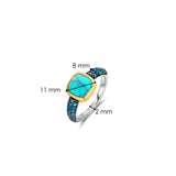 Turqoise Zirconia Cushion Ring
