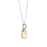 Zirconia Cushion Pearl Necklace with pendant