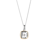 Zirconia Cushion Pearl Necklace with pendant