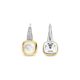 Zirconia Cushion Earrings with pearl